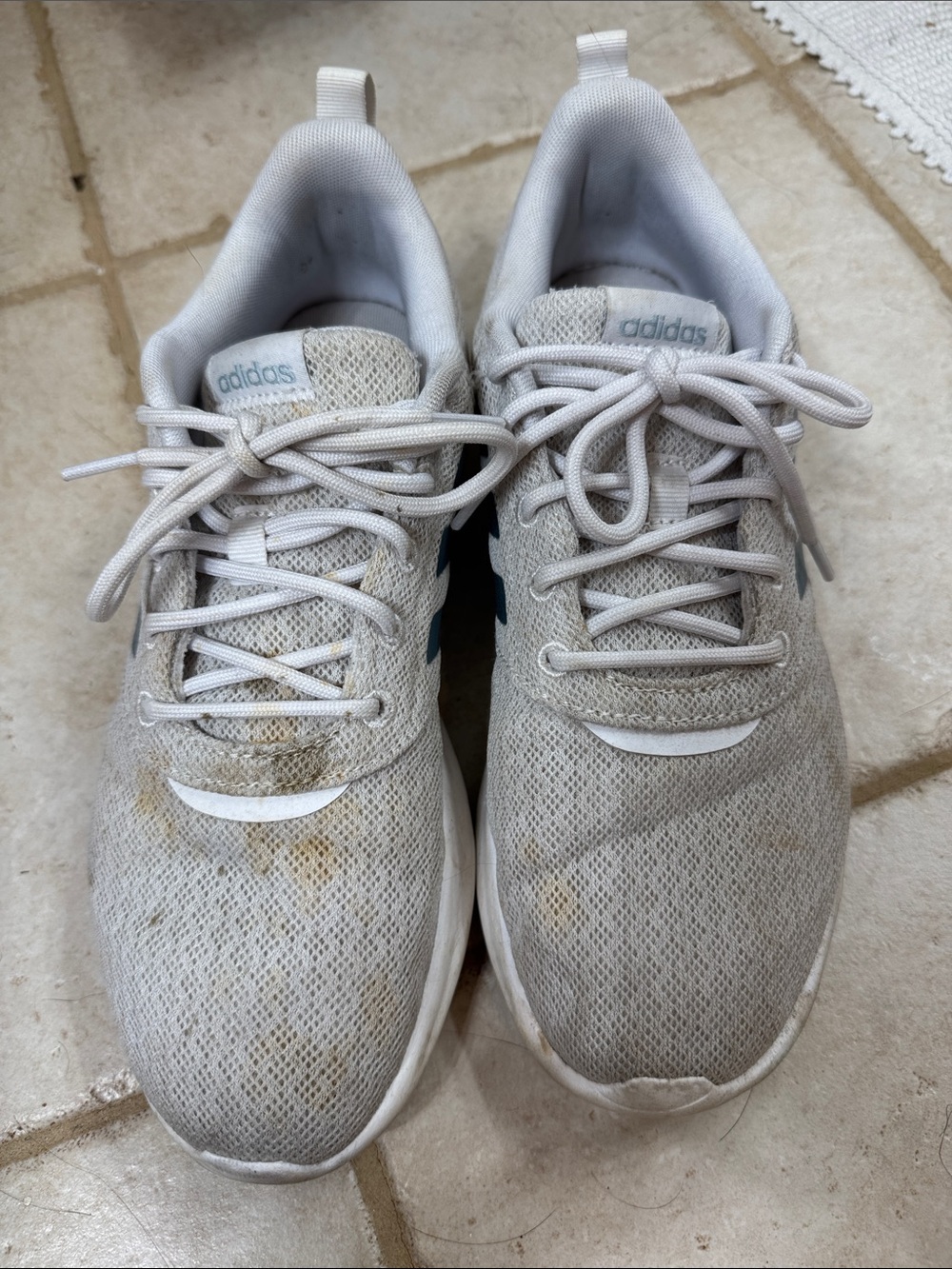 adidas cloudfoam comfort Light Gray Mesh Sneakers - White/Light Gray